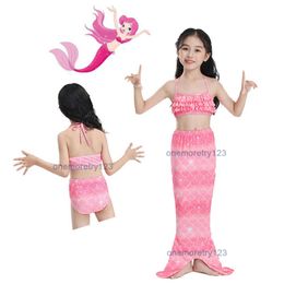 Girls Two Piece Mermaid Swimsuit Mermaids Tail Suspender Bikini Set 2-10T Kids Princess Swimwear 4 Colour