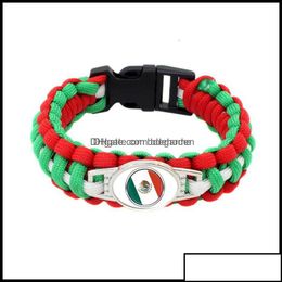 Charm Bracelets Mexico Flag Paracord Survival Outdoor Cam Bracelets For Women Men Girls Friendship Rope 550 7 Bracelet Jewellery Drop Ot3Yh