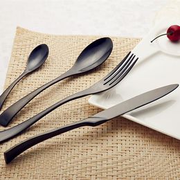 Dinnerware Sets Black Western Cutlery Set Mirror Eco Friendly Stainless Steel Dinner Dining Table Kitchen Couvert EK50DS