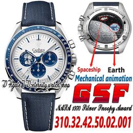 GSF Moonwatch A7750 Automatic Chronograp Mens Watch gs310.32.42.50.02.001 Silver Snoop Award 50th Anniversary White Dial Real Mechanical Animation eternity Watches