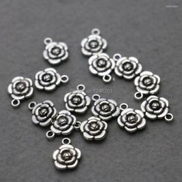 Pendant Necklaces 5PCS Wholesale Rose Metal DIY Fittings Accessory For Necklace Bracelet Machining 12mm Parts Silver-plate Jewelry Making