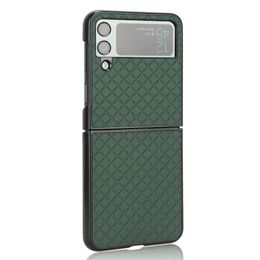 Phone Cases For Samsung Galaxy Z Flip 4 3 Funda Square Patterns Sticker PU Leather Plastic Case Cover