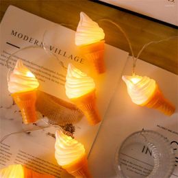 Saiten 2m 10 LED ICE CREAM Fairy Light Pommes Hamburger String Weihnachtsgirlande f￼r Kinder Kinderzimmer Restaurant Dekoration