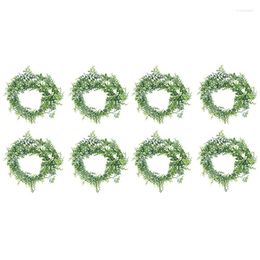 Decorative Flowers 8 Pack Artificial Eucalyptus Garland Greenery Vines Faux Silver Dollar Leaves For Table Doorways