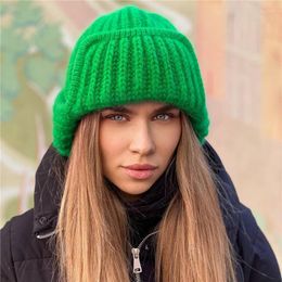 Hats Autumn Winter Knitted Bomber Women Leisure Style Flanging Tie Up Ear Protection Windproof Warm Cap Y2k Fashion