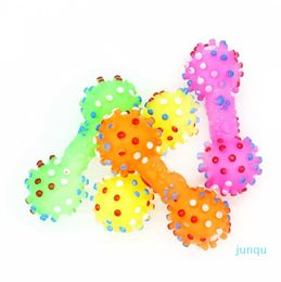 Dog Toys Colourful Dotted Dumbbell Shaped Dog Toys Squeaky Faux Bone Pet Chew Toys For Dogs