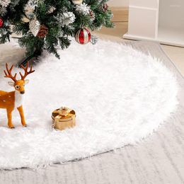 Christmas Decorations 78/90CM Tree Skirt White Plush Foot Carpet Snowflake Plaid Faux Fur Xmax Base Cover