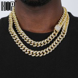 Pendant Necklaces Hip Hop Iced Out Cuban Chain Paved Silver Colour Full Miami Curb CZ Bling Rapper For Men Women Jewellery 221103