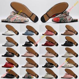 LM Designer Mules Slippers Women Loafers Genuine Leather Sandals luxury Casual Shoes Horsebit half drag Princetown Metal Chain Shoe cowhide Jordaan Sl P67L#