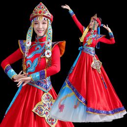 Mongolian stage wear festival party Dance clothing long ethnic dress Chinese performance Costumes for Singers