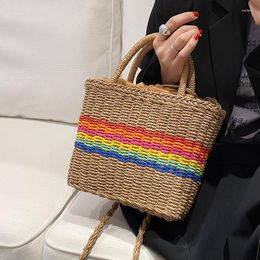 Evening Bags Straw Woven Bag For Women Summer Rattan Crossbody Handmade Beach Bohemia Travel Handbag 2022 Trend Shoulder Shopping Basket