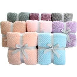 Blankets Swaddling super soft solid Colour kids bed spread pink blue furry plaid fleece swaddle receiving pet cushion 221103