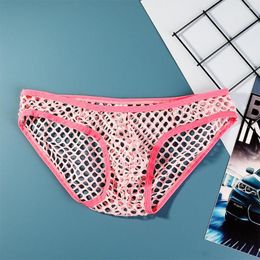Underpants Mens Sexy Low-Rise Mesh Panties Knickers Bikini Underwear Briefs Breathable Hollow Innerwear Elastic Male Undies