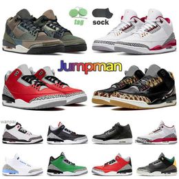 2023 Hot Big Size US 13 Mens Womens Basketball Shoes Jumpman3s Black Cat Se Unite Fire Cardinal Red Animal Instinct UNC Blue Cool GreyJORDON JORDAB