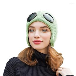 Men's Sweaters 9465 Korean Version Of Autumn And Winter Pilot Glasses Sweater Thick Warming Outdoor Wild Ear Knack Hat