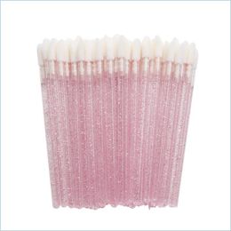 Makeup Brushes Wholesale 50Pcs/Bag Disposable Crystal Pole Lip Brush Portable Lipstick Beauty Makeup Tools Dhs Drop Delivery Health Dhib3