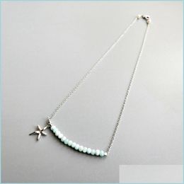 Chokers Liiji Sea And Starfish Natural Larimar Freshwater Pearl Real 925 Sterling Sier Nce Necklace Delicate Jewellery Chokers Drop De Dhira