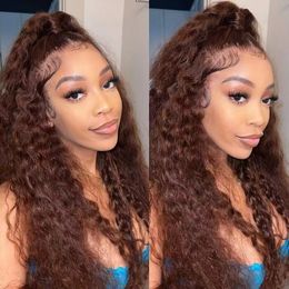 Reddish brown HD lace wigs #33 Colour human hair 13x4 Frontal closure front wigs deep wave dark auburn raw virgin for black women girl