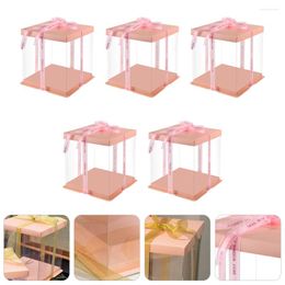 Gift Wrap 5pcs Cake Container Transparent Box Clear Carrier Tall Boxes With Window