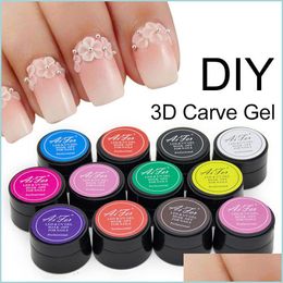 Nail Gel Wholesale Saviland 1Pcs 12 Glitter Colof 3D Scpture Carved Glue Acrylic Nail Art Modelling Manicure Decor Painting Uv Gel D Dhr65