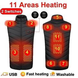 Men's Vests 11 Areas Heated Men Women Jacket Winter Usb Heating Self Thermal Down Warmte 221103