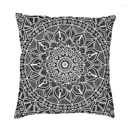 Pillow Black And White Contrast Circle Of Life Mandala Cover Sofa Living Room Boho Floral Square Throw Case 45x45
