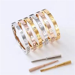 Thin Love bangle Designer bracelets with screwdriver Stainless Steel 4 diamonds Bangles Luxury Jewelry Womans Rose Gold platinum bracelets for women velvet bag