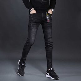 Men's Jeans Korea Version Mens Noble Black High Quality Slim Stretch Light Luxury Casual Sexy Stylish Street ; T221102