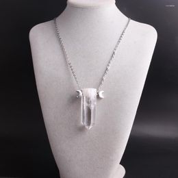 Pendant Necklaces High Quality Hexagonal Column Natural Clear Crystal Necklace Healing Energy Jewelry With Stainless Steel Chain