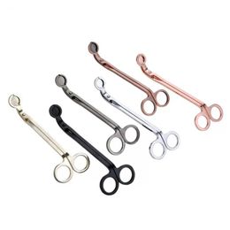 New Candle Wick Trimmer Stainless Steel scissors trim wick Cutter Snuffer Round head 18cm Black Rose Gold Silver Red Bronze Wholesale