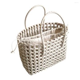 Storage Boxes Convenient Portable Comfortable Handle Beach Bag Breathable Tote Openwork Shopping Basket For Outdoor