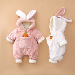 Completi di abbigliamento Cute Rabbit Onesies Baby Girl Pigiama Unisex Inverno Caldo Bambini Sleepwear Animal Pigiama Bambini Pigiami nati Vestiti per ragazze 221103