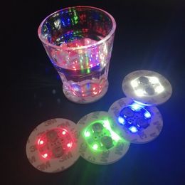 36pcs 3mm 4LEDs Flash Light Bulb Novelty Lighting Led Bottle Cup Mat Coaster LED Glorifier mini Glow sticker Club Bar Party Decoration