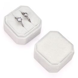 Velvet Jewellery Box Octagonal Ring Boxes Double Ring Case Wedding Rings Display Package with Detachable Lid