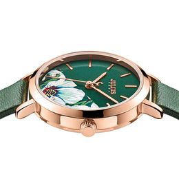 2022Julius Watch Green Fresh Girl Fashion Design Flower Design Reloj de regalo de regalo para GF con embalaje de caja JA-1089268B