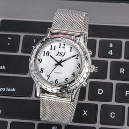 Wristwatches English Talking Watch With Alarm Speaking Date And Time White Dial TESW-25