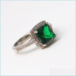 Cluster Rings Cluster Rings Fashionable Sier Colour Female Ring Temperament Square Inlaid Zircon Hand Jewellery Drop Delivery 2022 Dhzoq