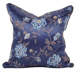 Pillow Fashion Pastoral Flower Blue Decorative Throw Pillow/almofadas Case 45 50 Retro Embroidered Floral Cover Home Decorating