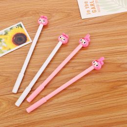 5pcs 0.5mm Black Ink Cute Cartoon Pink Girls Signature Gel Pen Stationery Office School Writing Supply Kids Neutral Pens