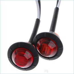 Car Bulbs 1 Pair Mini Dc 12V 3/4 Round Side 3 Led Marker Trailer Light Waterproof Drop Delivery 2022 Mobiles Motorcycles Car Lights Dhw5L