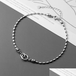 Anklets Miqiao Bracelet On The Leg Chain Womens 925 Sterling Sier Anklets Female Thai Beanie Foot Fashion Jewellery For Girls Drop Del Dhmtr