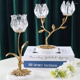 Candle Holders Nordic Crystal Glass Holder For Restaurant Home Decorative Candlestick Art Household Romantic Dining Table