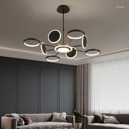 Pendant Lamps Led Chandelier For Living Dining Room Bedroom Loft Ceiling Hanging Lamp With Remote Control Black Nordic Modern Lighting