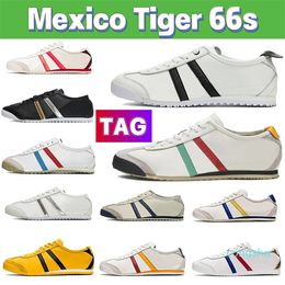 Shoes Mexico Tiger 66s Leather White Black Birch Green Deep Blue Metallic Gold Beige Red Cream Prussian Grey Men Women
