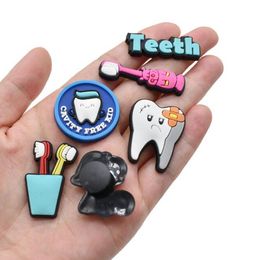 teeth health theme croc charms pvc shoecharms buckle garden shoe accessories kids gift toys