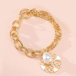 Link Bracelets ORNAPEADIA Fashion Adjustable Gold Bracelet For Women Female Pearl Jewellery Wholesale Egirl Luxury