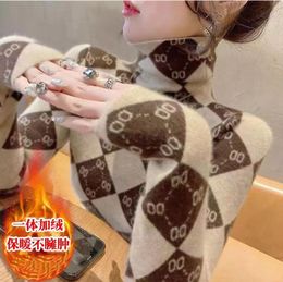 Women's Sweaters Luxury oversized Black white button down Plush for warmth Turtleneck Pullover Designer Shirt Tops