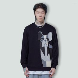 Men's Hoodies 335G 85% Cotton Men's Winter Fall Casual Black Sweatshirt Teen Premium Hip Hop Streetwear Loose Versatile Puppy Pattern