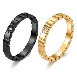 Squares Inlaid Diamond Stainless Steel Band Rings Finger Tail Ring for Girl Cute Fashion Jewellery