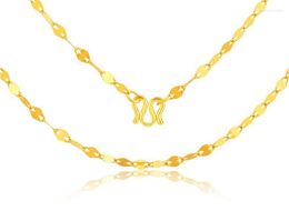 Chains Pure 24K Yellow Gold Blade Chain Necklace/ 999 Arrival Women Necklace 4g